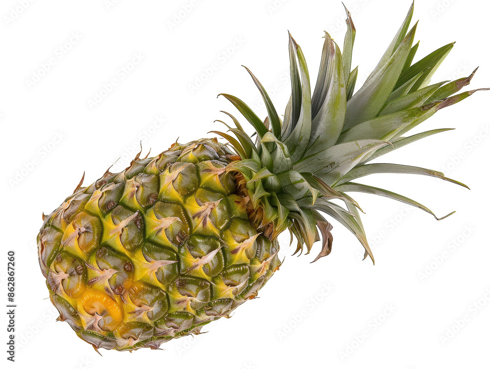 A pineapple is shown on a white background A pineapple is shown on a white background