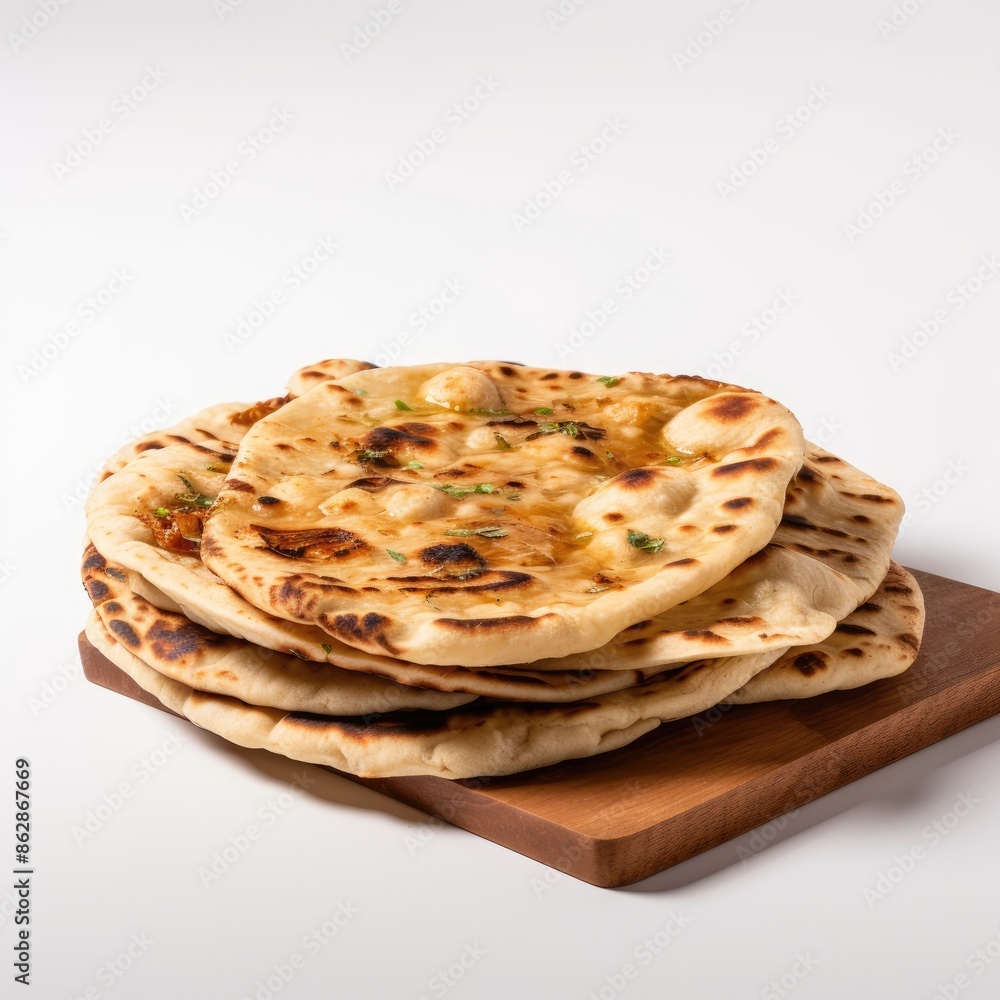 Stack Of Traditional Tandoori Roti On Wooden Board Stack Of Traditional Tandoori Roti On Wooden Board