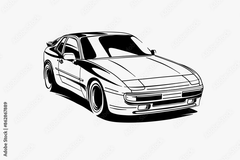 Fototapeta premium Hand drawn car outline vector image. Vehicle art.