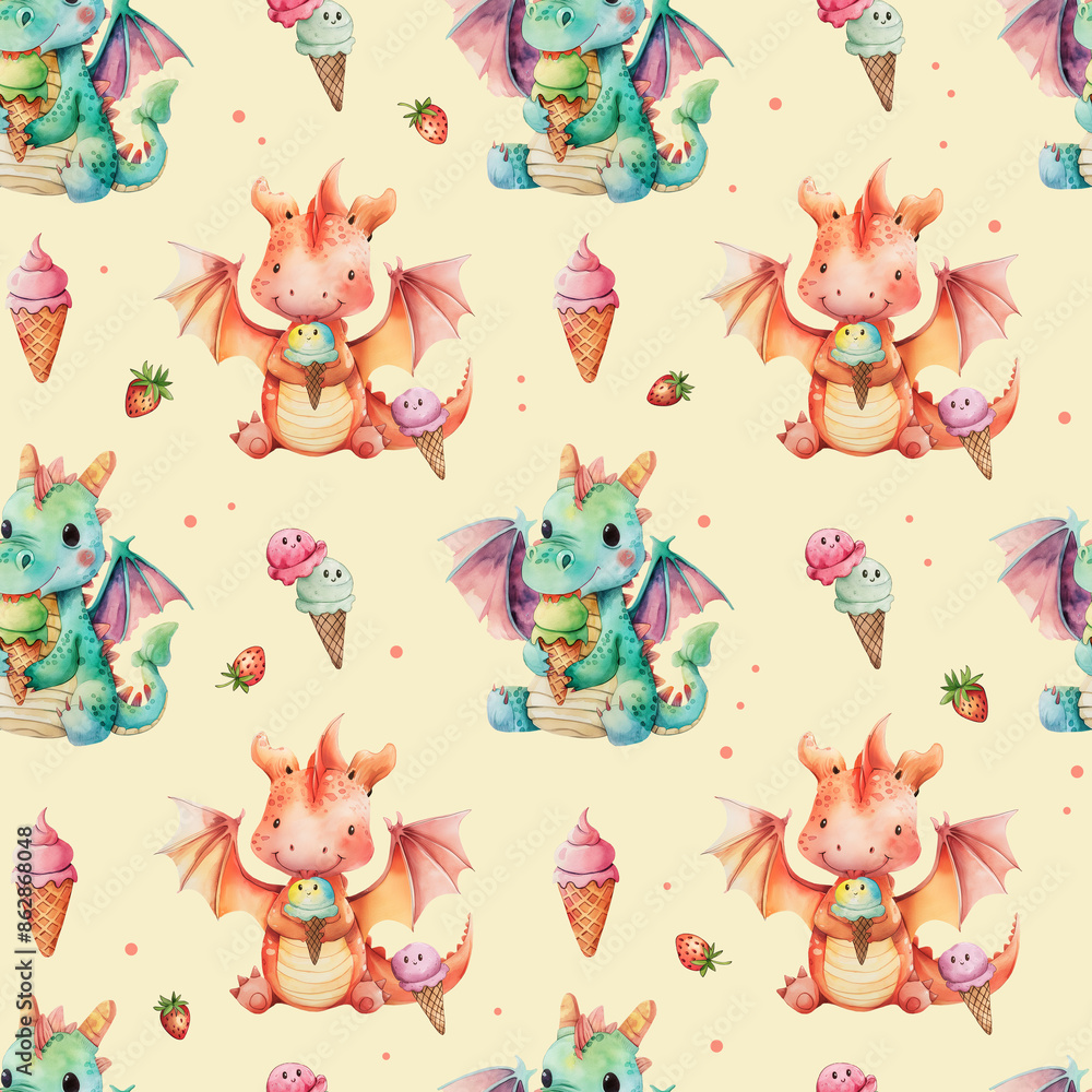 Obraz premium seamless pattern with dragons