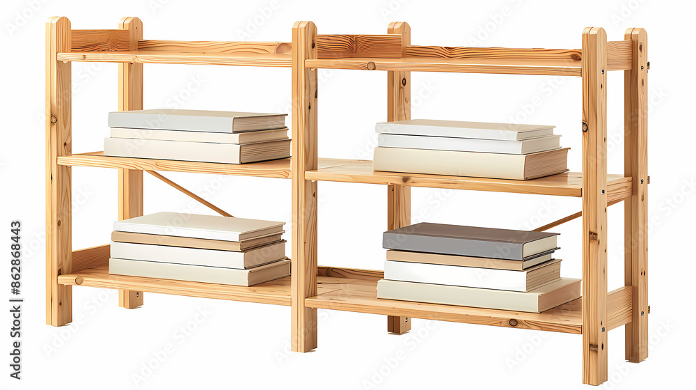 The minimal IKEA bookshelf with simple white shelves and a natural wood frame