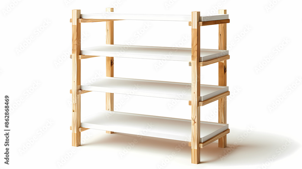 The minimal IKEA bookshelf with simple white shelves and a natural wood frame The minimal IKEA bookshelf with simple white shelves and a natural wood frame