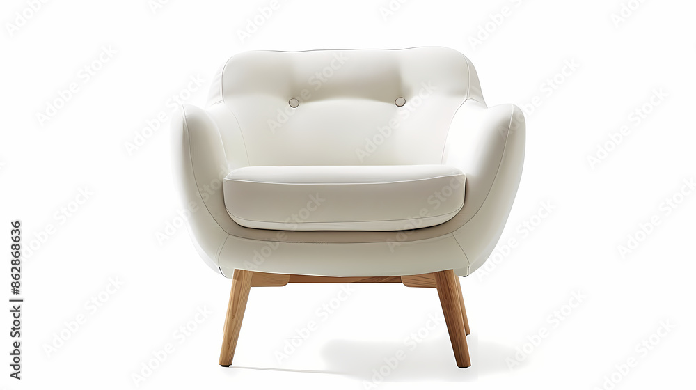 Naklejka premium An isolated leather sofa with cushions on a white background, suitable for comfortable seating in a modern home