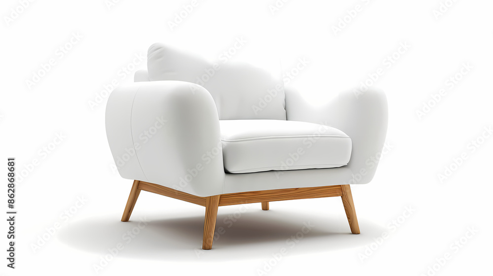 An isolated leather sofa with cushions on a white background, suitable for comfortable seating in a modern home An isolated leather sofa with cushions on a white background, suitable for comfortable seating in a modern home