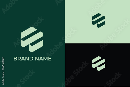letter C hexagon icon modern logo, letter S shield hexagon logotype, letter S finance business logo
