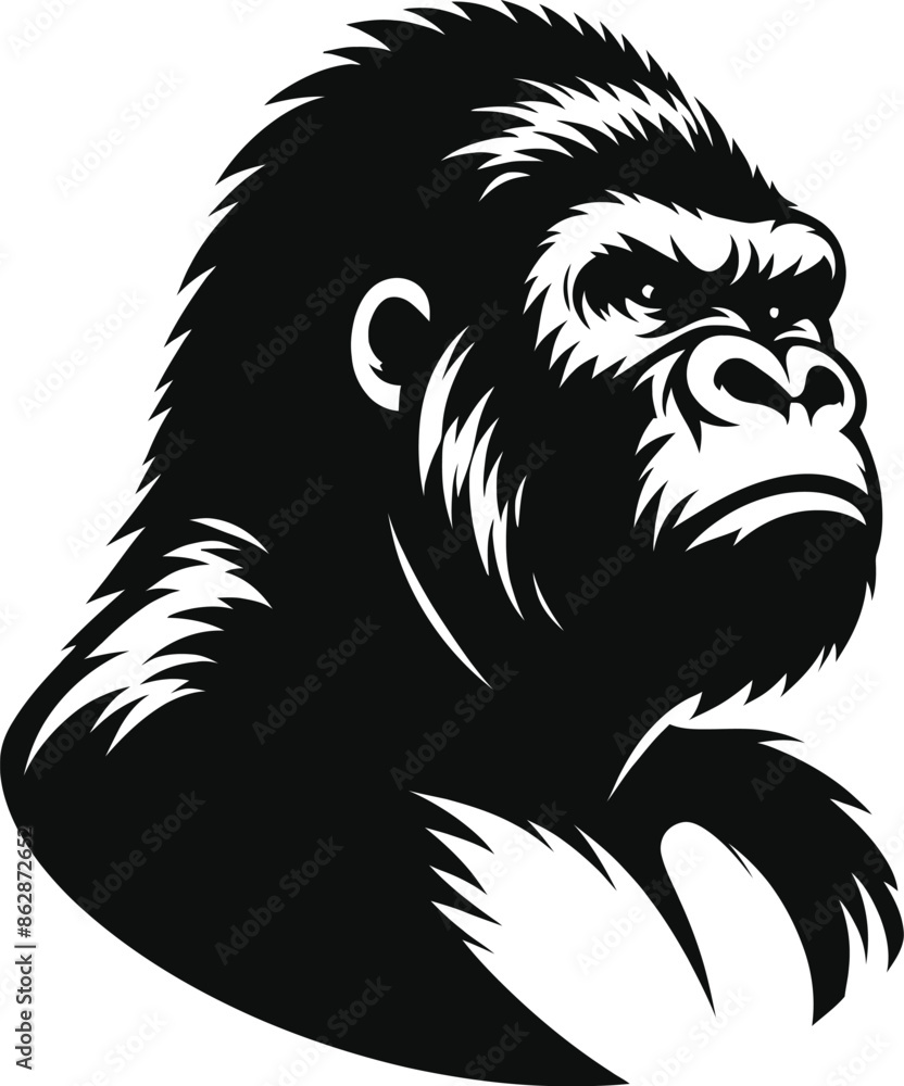 Gorilla silhouette vector style with white background Gorilla silhouette vector style with white background