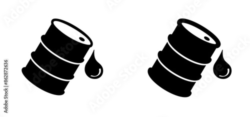 Oil barrel and drop. Oil barrels fuel. Oil drum or petroleum drums logo.  Milieu icon. Barrel leak. Barrel with labels. Oil stocks, industry concept. Fuel, fuel barrel or gas station. Droplet logo