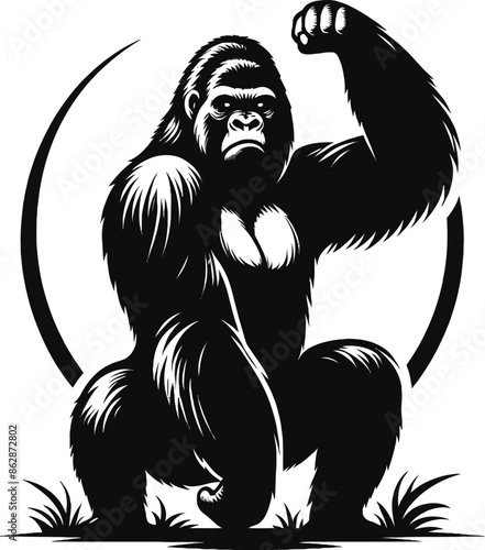 Gorilla silhouette vector style with white background