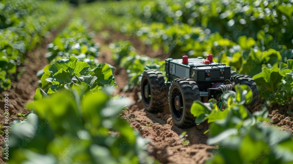 Robotic Weed Control: Capture robotic systems identifying and removing weeds from fields, highlighting the precision and efficiency of modern weed management. Robotic Weed Control: Capture robotic systems identifying and removing weeds from fields, highlighting the precision and efficiency of modern weed management.