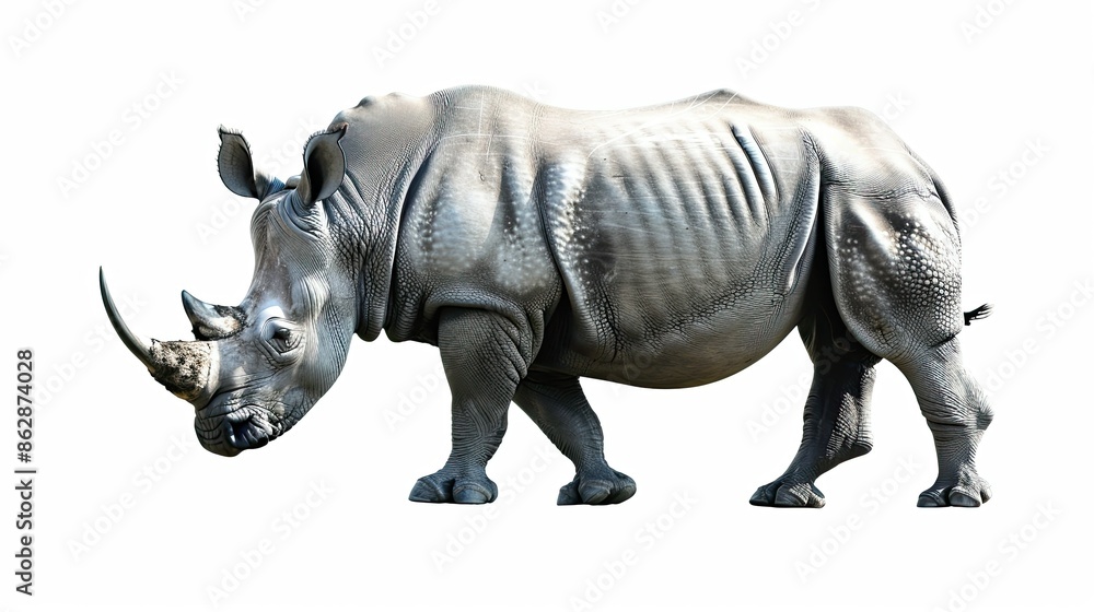 Obraz premium White Rhino Isolated on White Background.