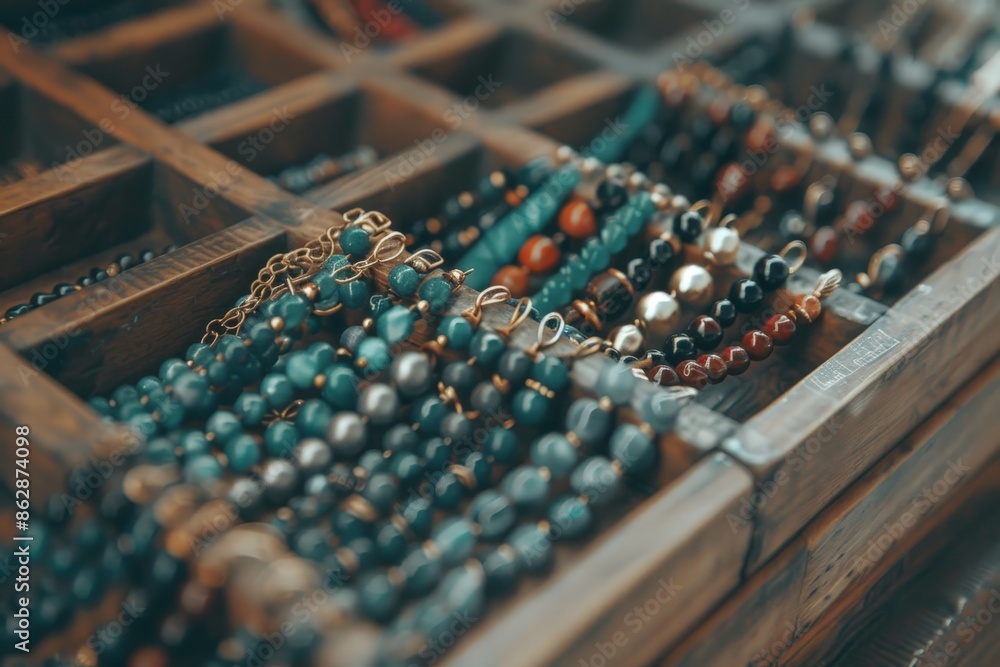Exquisite European Jewelry Displayed on Wooden Stand - Close-Up of Intricate Traditional Designs with Cultural Significance Exquisite European Jewelry Displayed on Wooden Stand - Close-Up of Intricate Traditional Designs with Cultural Significance