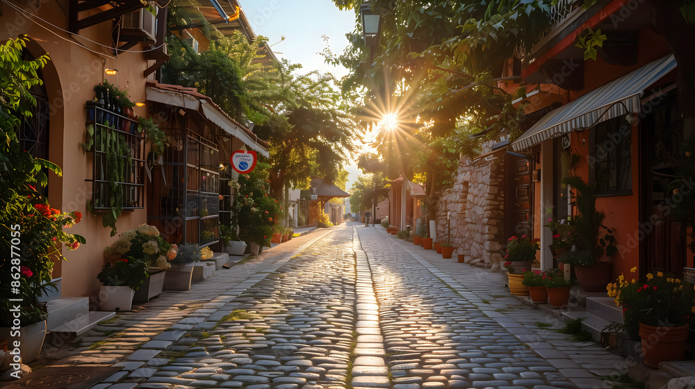 Fototapeta premium A beautiful photo of a summer town street