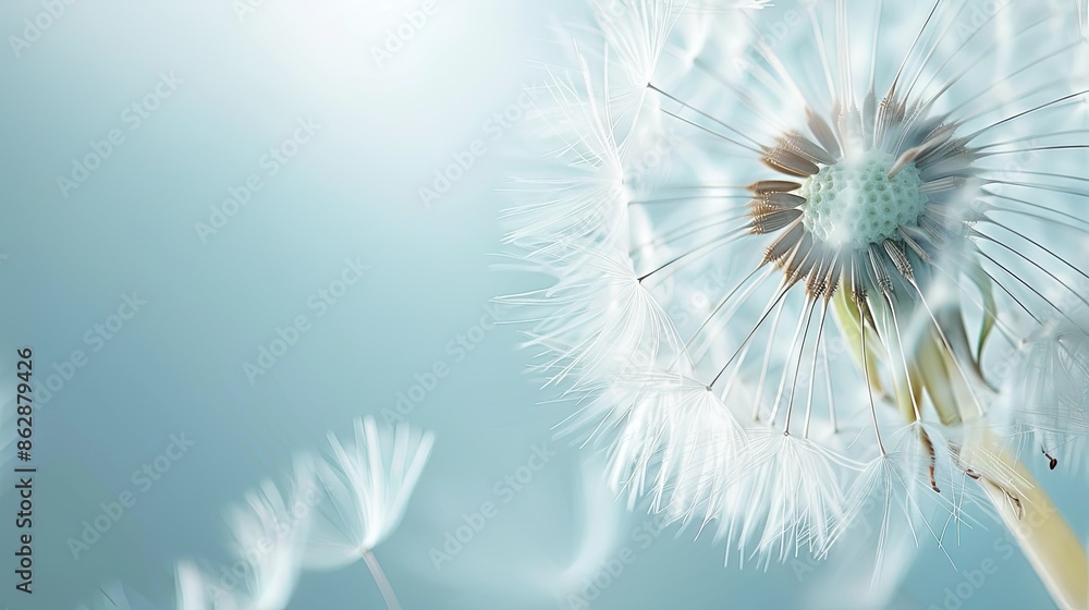 Obraz premium Macro photo of a large white dandelion. depth of field of flowers Abstract nature background