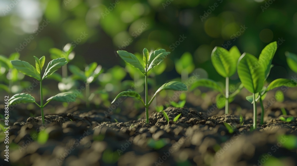 Young Plants with Upward Growth Chart Young Plants with Upward Growth Chart