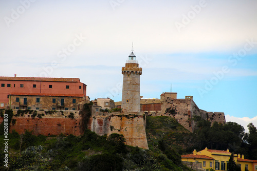 Faro di Forte Stella lighthouse Portoferraio on Elba Island, Livorno, Italy