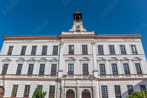 Obraz na płótnie Facade of a historic building in the center of Volary, Czechia w salonie
