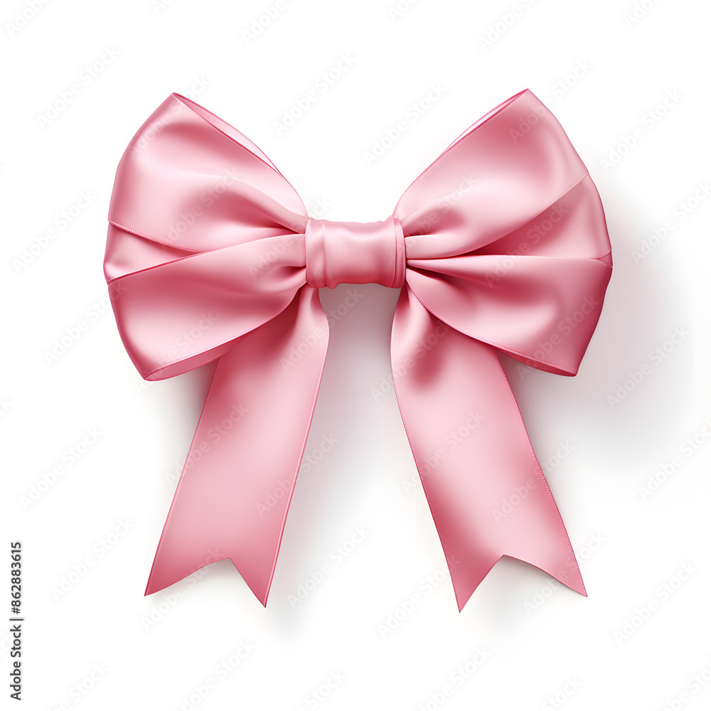 Pink silky bow and ribbon isolated on white background Pink silky bow and ribbon isolated on white background