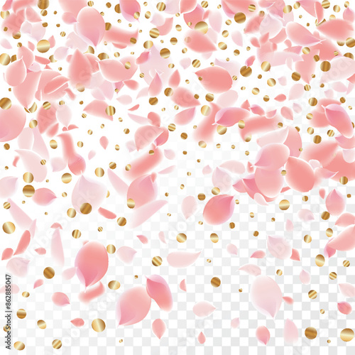 pink petals Enchanting vector background with delicate swirling against transparency. Evoking nature's beauty, captivates with vibrant colors, perfect for banners celebrating spring's allure and love