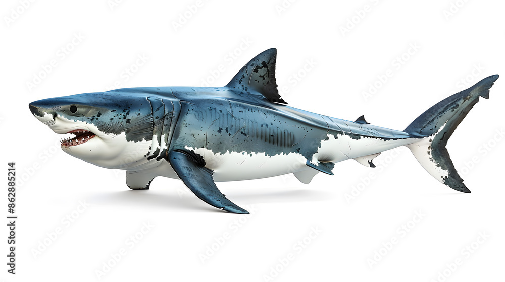 Naklejka premium Huge white shark isolated on white background
