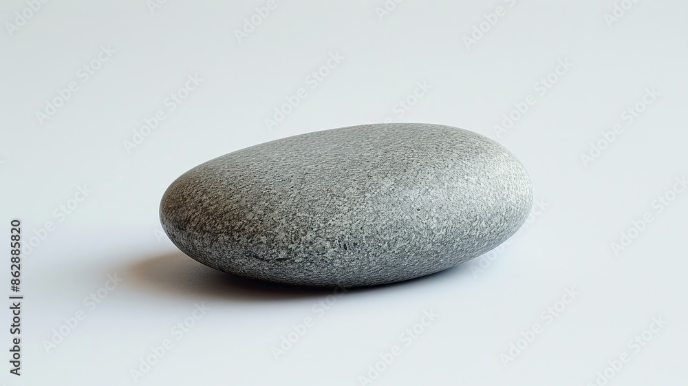 Smooth, gray pebble on plain white background Smooth, gray pebble on plain white background
