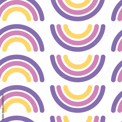 seamless pattern with rainbows in groove style