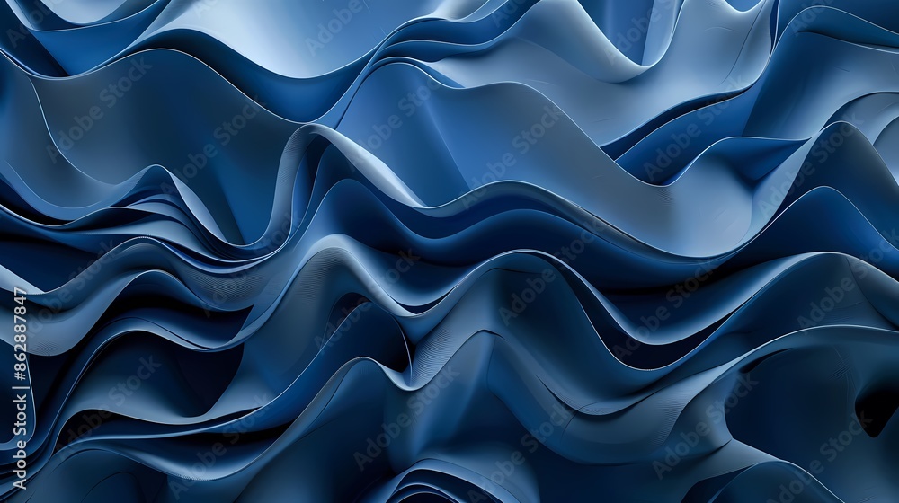 A close-up view of smooth, undulating waves in varying shades of blue A close-up view of smooth, undulating waves in varying shades of blue