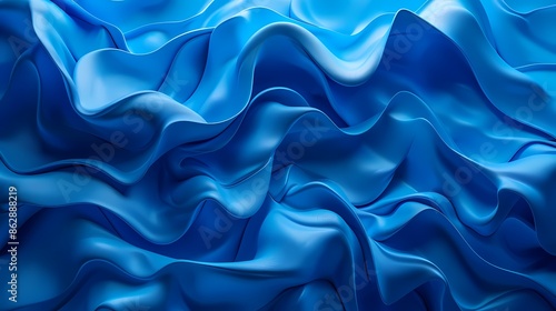 A close-up view of smooth, undulating waves in varying shades of blue