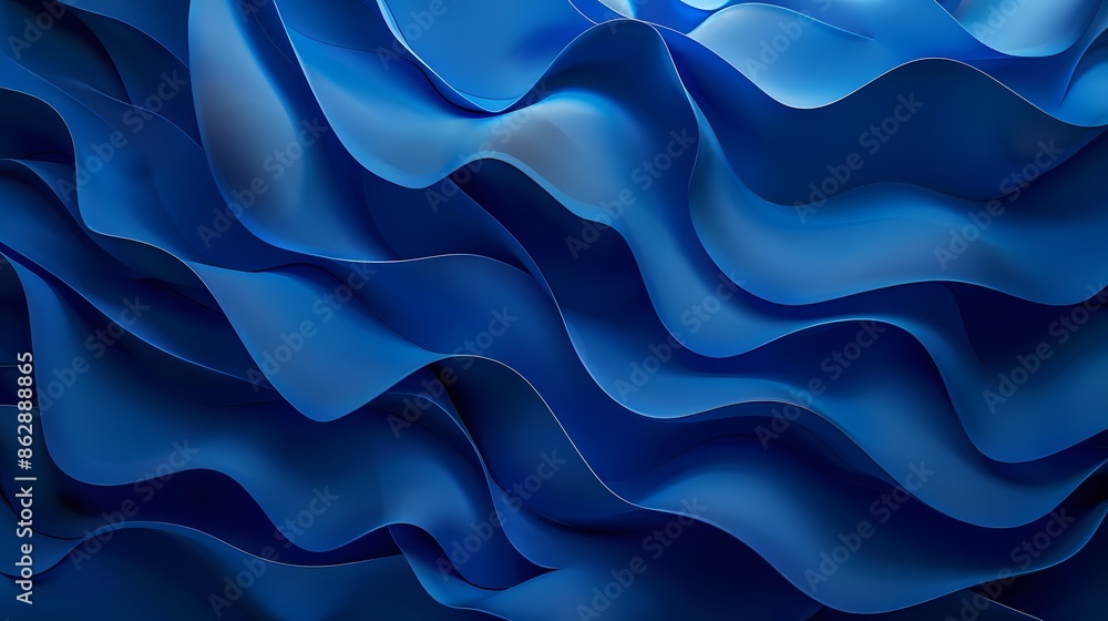 A close-up view of smooth, undulating waves in varying shades of blue A close-up view of smooth, undulating waves in varying shades of blue