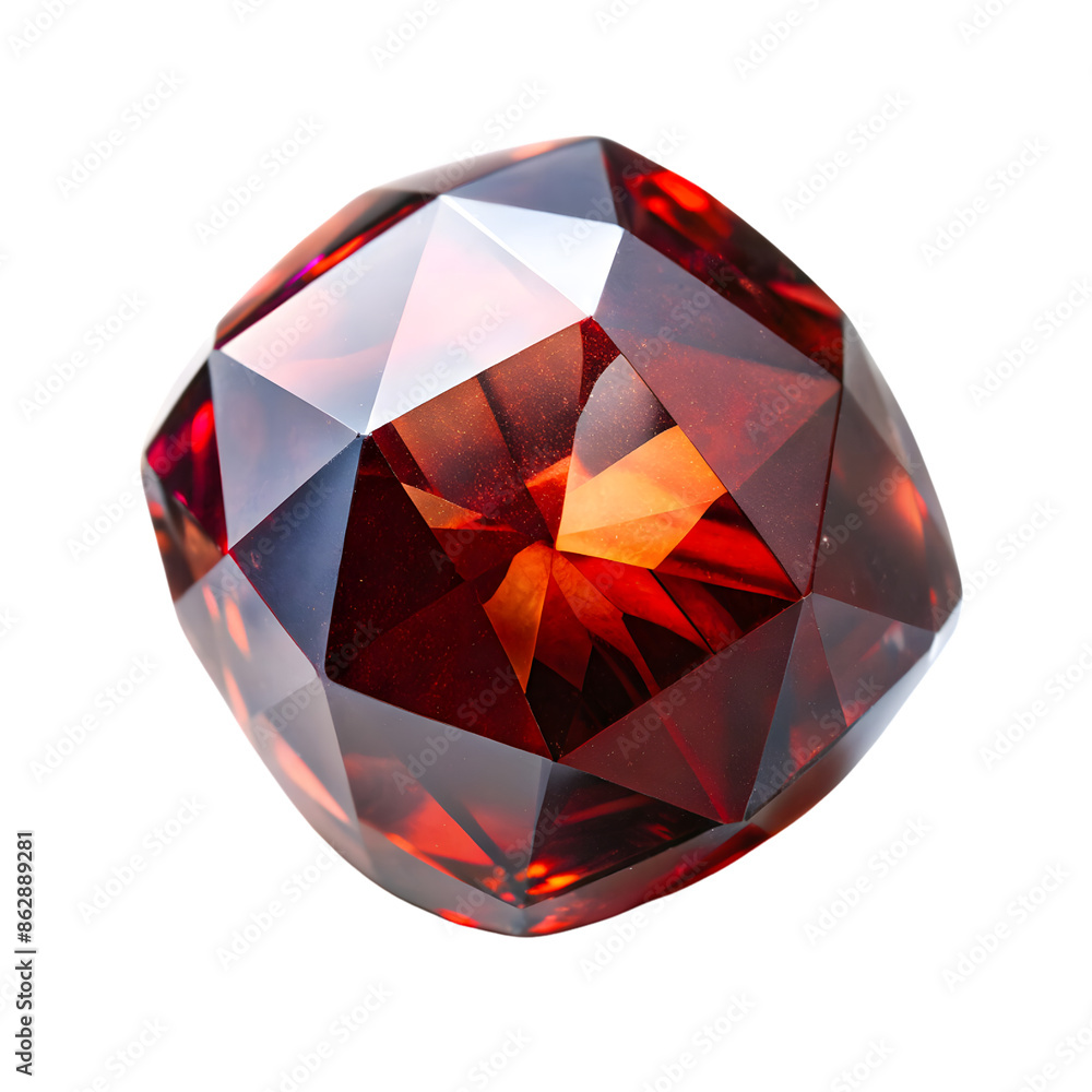 Brilliant Faceted Dark Red Garnet Close-Up Brilliant Faceted Dark Red Garnet Close-Up