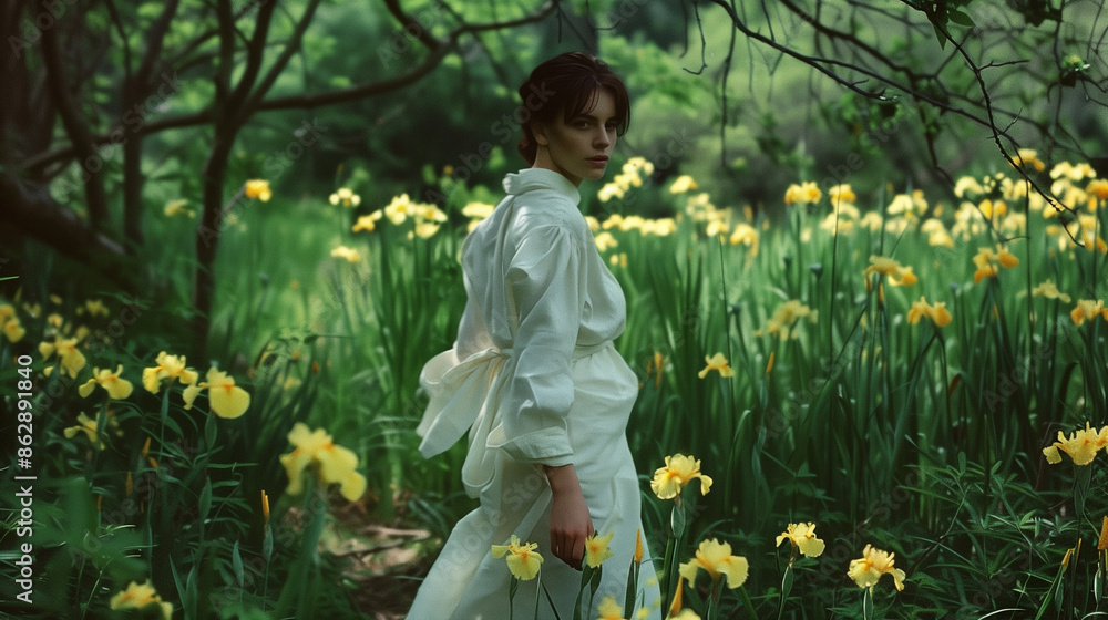 Fahion woman in the field of flowers Fahion woman in the field of flowers