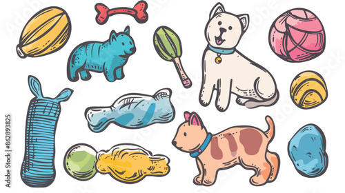 Pet toy for Cat or Dog. Vector illustration Handdrawn