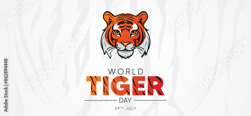 world tiger day 29th July tiger face on skin texture vector poster