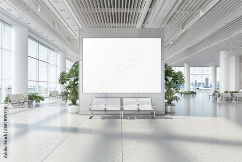 blank white mock up in the airport by generative ai