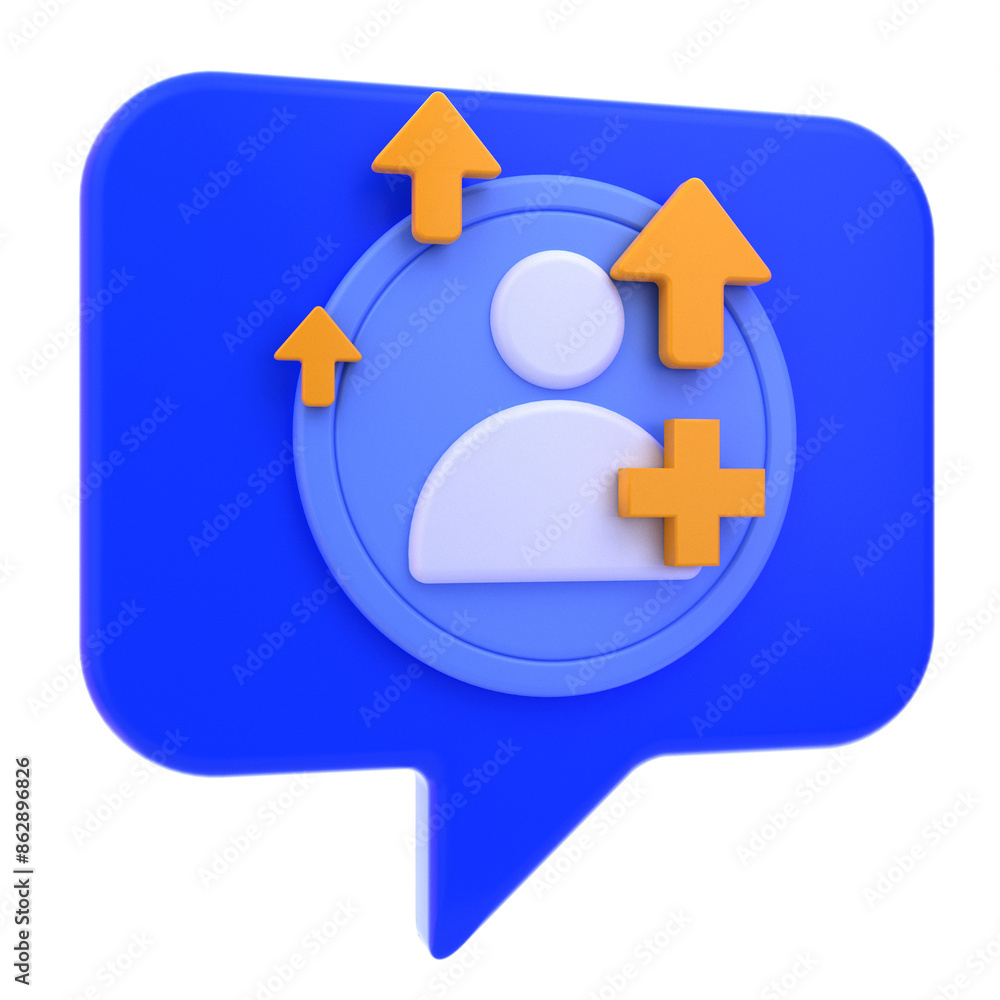 3D Rendering of Gain Followers Icon 3D Rendering of Gain Followers Icon