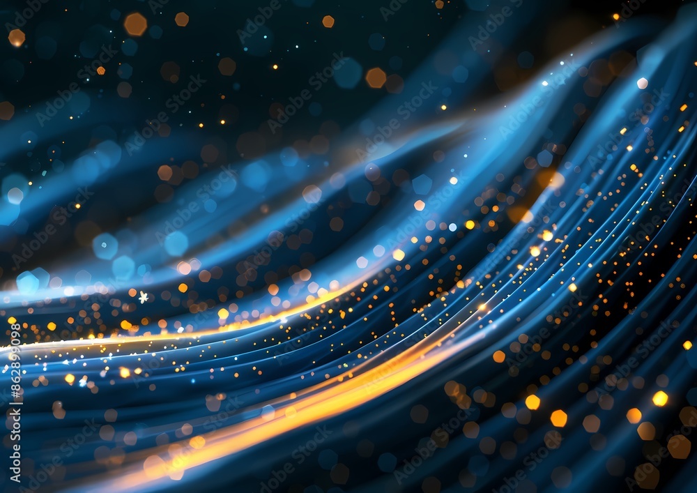 Abstract Background with Blue and Yellow Light Streaks on a Black Background - 3D Rendering Illustration, 8K Abstract Background with Blue and Yellow Light Streaks on a Black Background - 3D Rendering Illustration, 8K