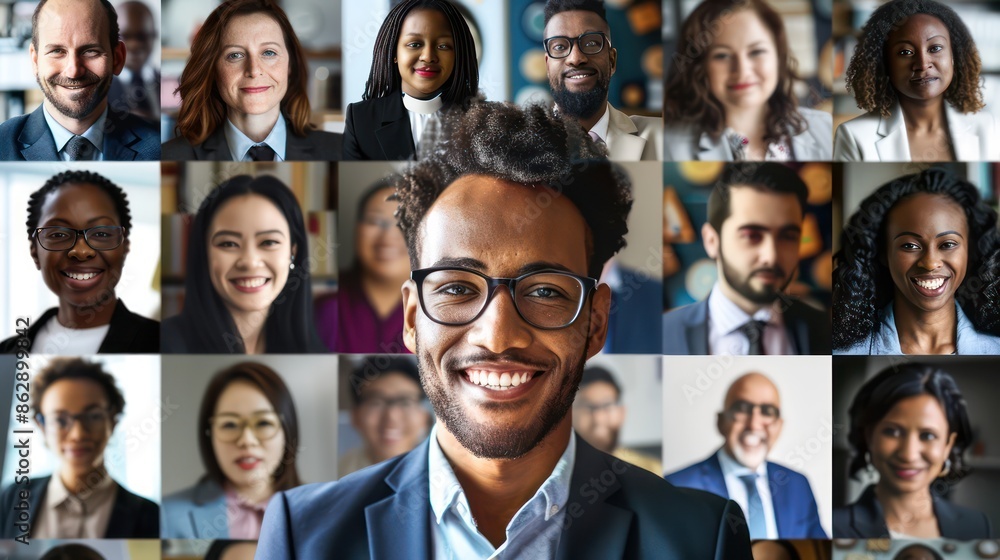 a diverse team of business professionals in a virtual conference, each participant in different parts of the world, a diverse team of business professionals in a virtual conference, each participant in different parts of the world,