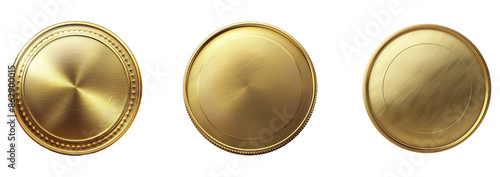 Set of gold coin on transparent background. 