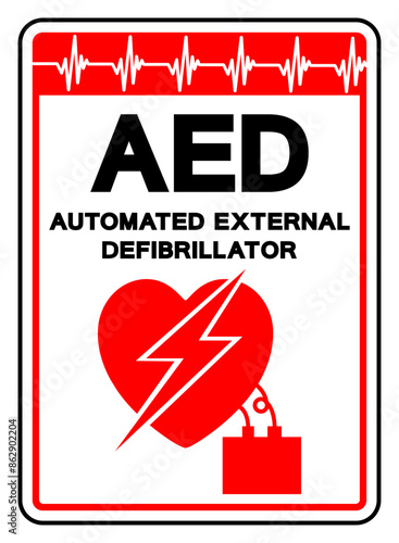 AED Automated External Defibrillator Symbol Sign, Vector Illustration, Isolate On White Background Label .EPS10