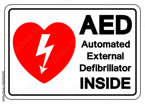 AED Automated External Defibrillator Inside Symbol Sign, Vector Illustration, Isolate On White Background Label .EPS10