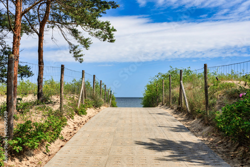 Beautiful scenery of Baltic Sea beach in Sobieszewo at summer , Poland photo
