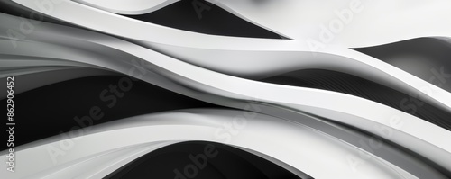 Abstract white and black curved lines background with modern and sleek design