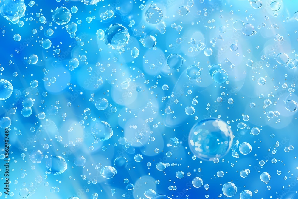 Abstract Blue Background with Water Drops and Bubbles - Liquid Texture, Shiny Design, Underwater Illustration Abstract Blue Background with Water Drops and Bubbles - Liquid Texture, Shiny Design, Underwater Illustration