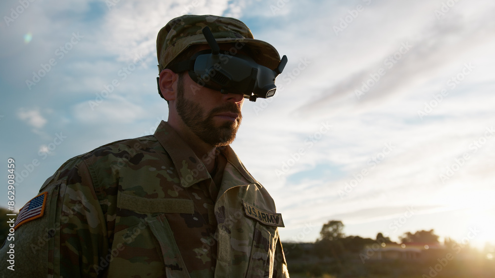 kamikaze drone pilot soldier with tactical visor kamikaze drone pilot soldier with tactical visor