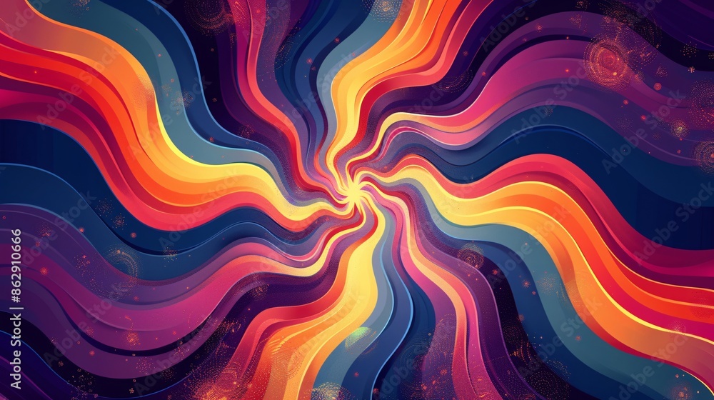 Fototapeta premium Abstract Swirling Rainbow with Glittering Stars