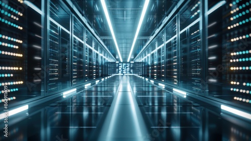 Wallpaper Mural Futuristic library featuring digital books with glowing pages, advanced learning environment, clear and vibrant Torontodigital.ca