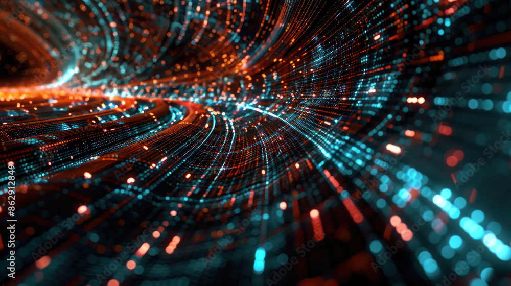 High-tech background with abstract data flow and matrix effects High-tech background with abstract data flow and matrix effects