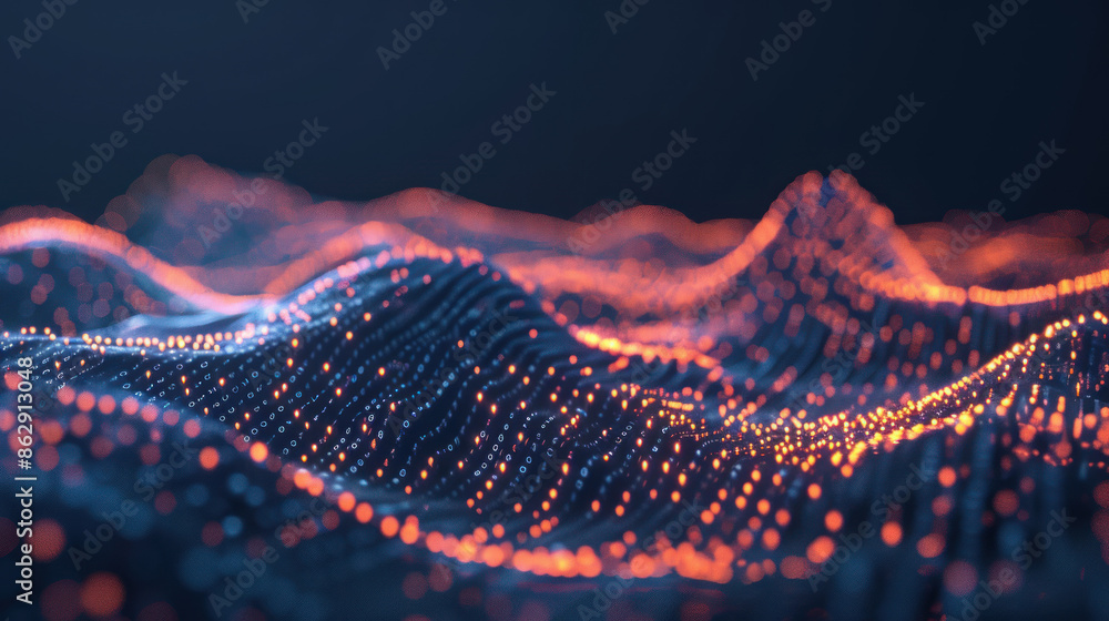 High-tech background with glowing data streams and digital grids High-tech background with glowing data streams and digital grids