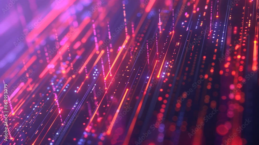 Fototapeta premium High-tech background with glowing data streams and digital grids