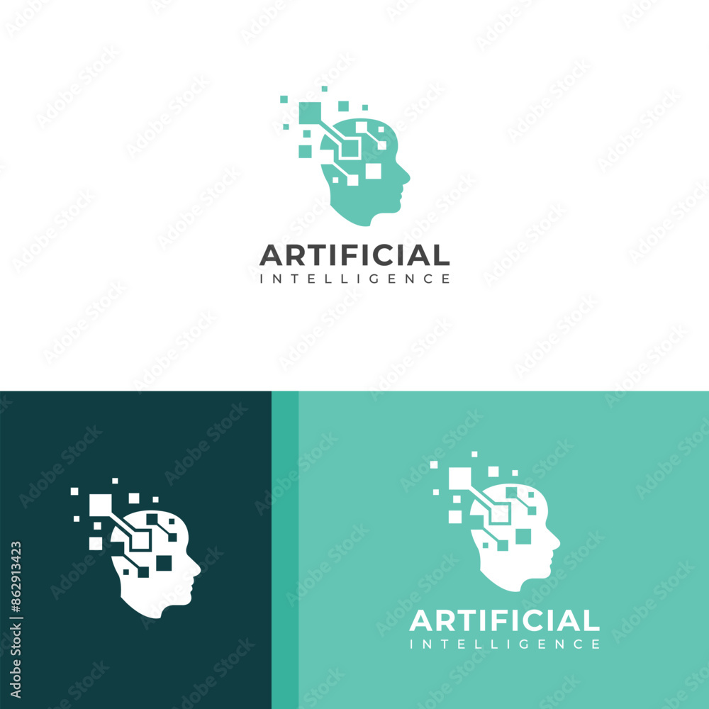 Naklejka premium Creative Artificial intelligence logo design.
