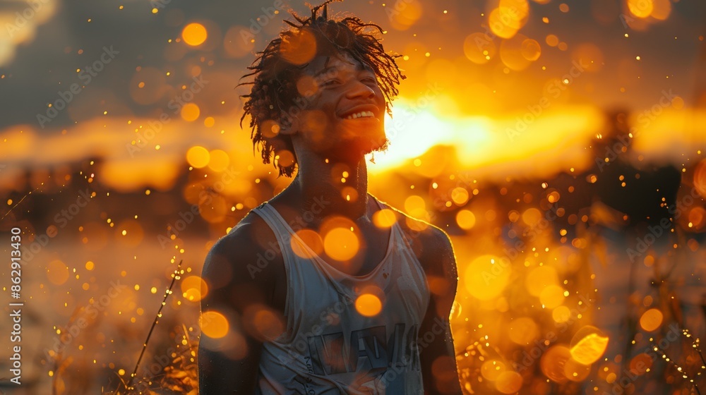 Portrait of a happy young african american man at sunset Portrait of a happy young african american man at sunset